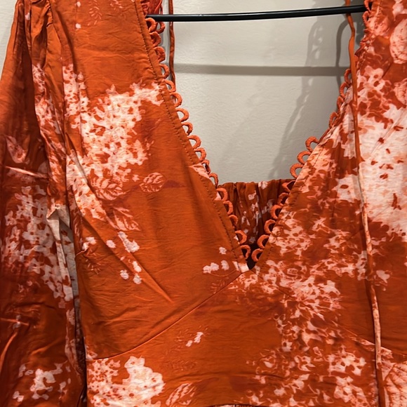 Lulu’s Striking Impression Orange Floral Print Tiered Midi Dress - Picture 6 of 8